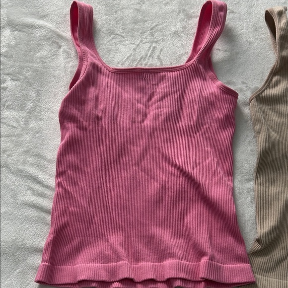 Women's Ribbed Tank Top Set - Pink, Brown, and Tan - Picture 8 of 11